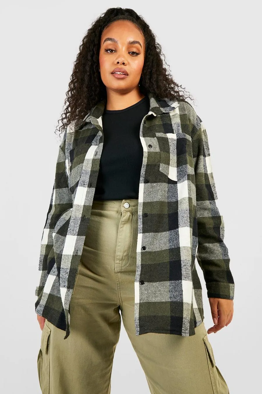 Plus Oversized Check Shirt