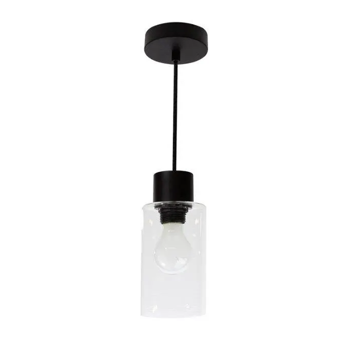 Lysa Matt Black/Clear Glass 1 Light Pendant
