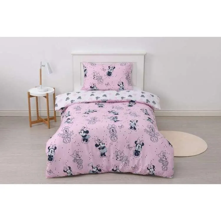 Disney Minnie Bows Quilt Cover Set Pink