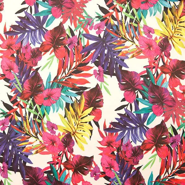 Blushing Satin Fabric, Ferns Purple- Width 148cm