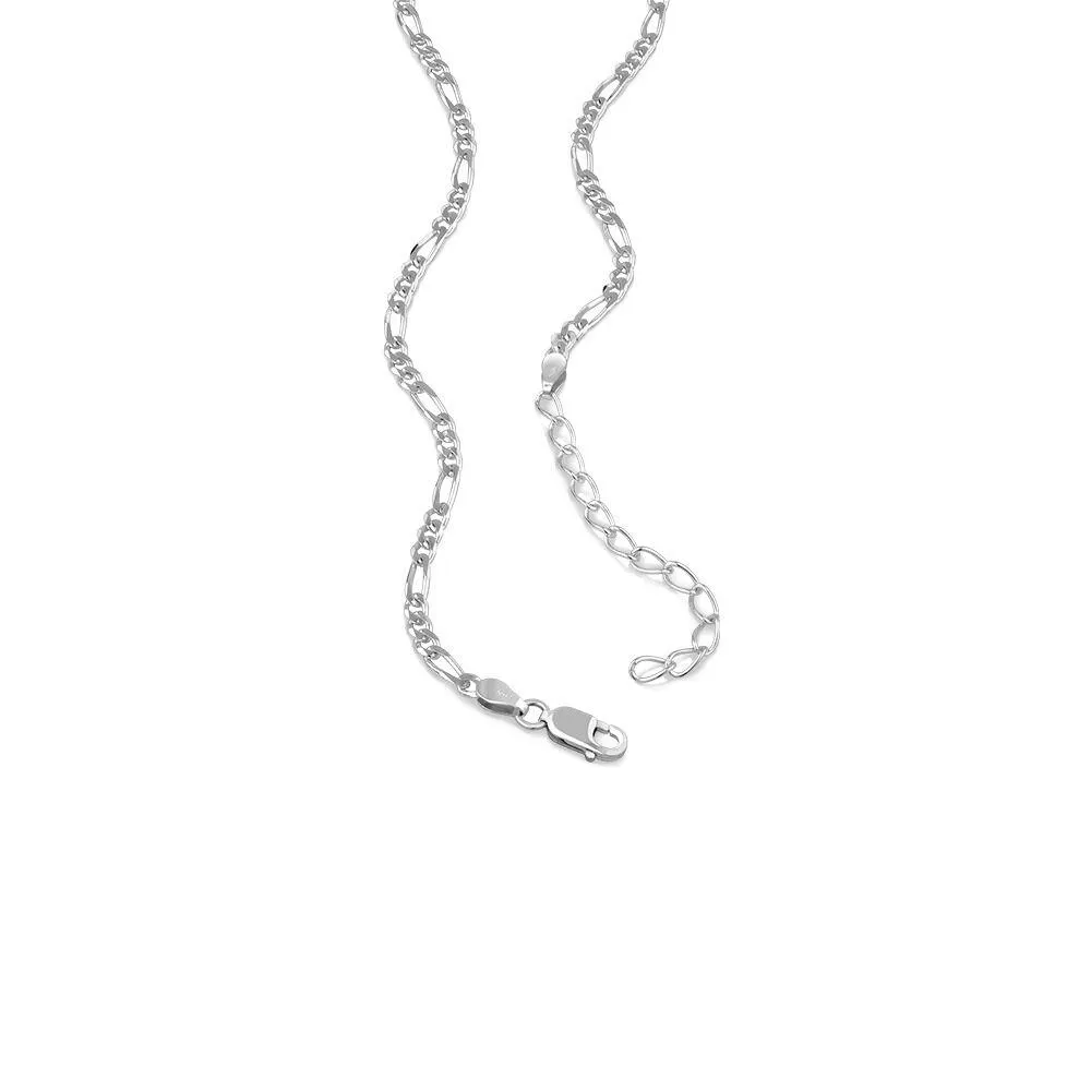 50cm 3mm Width Figaro Chain In Sterling Silver