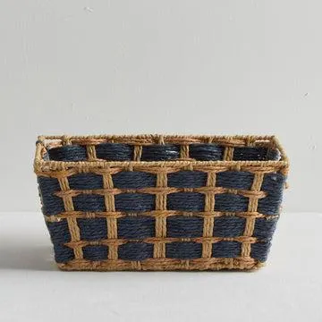 Checker Basket - Small - Navy/Tan