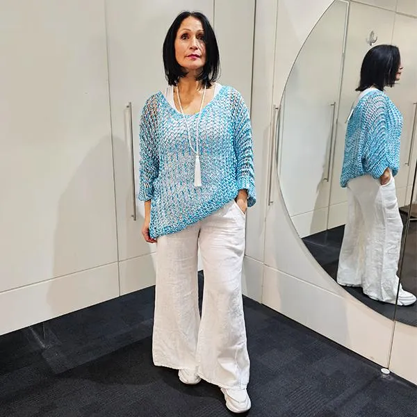 Overlay Mesh Top Aqua