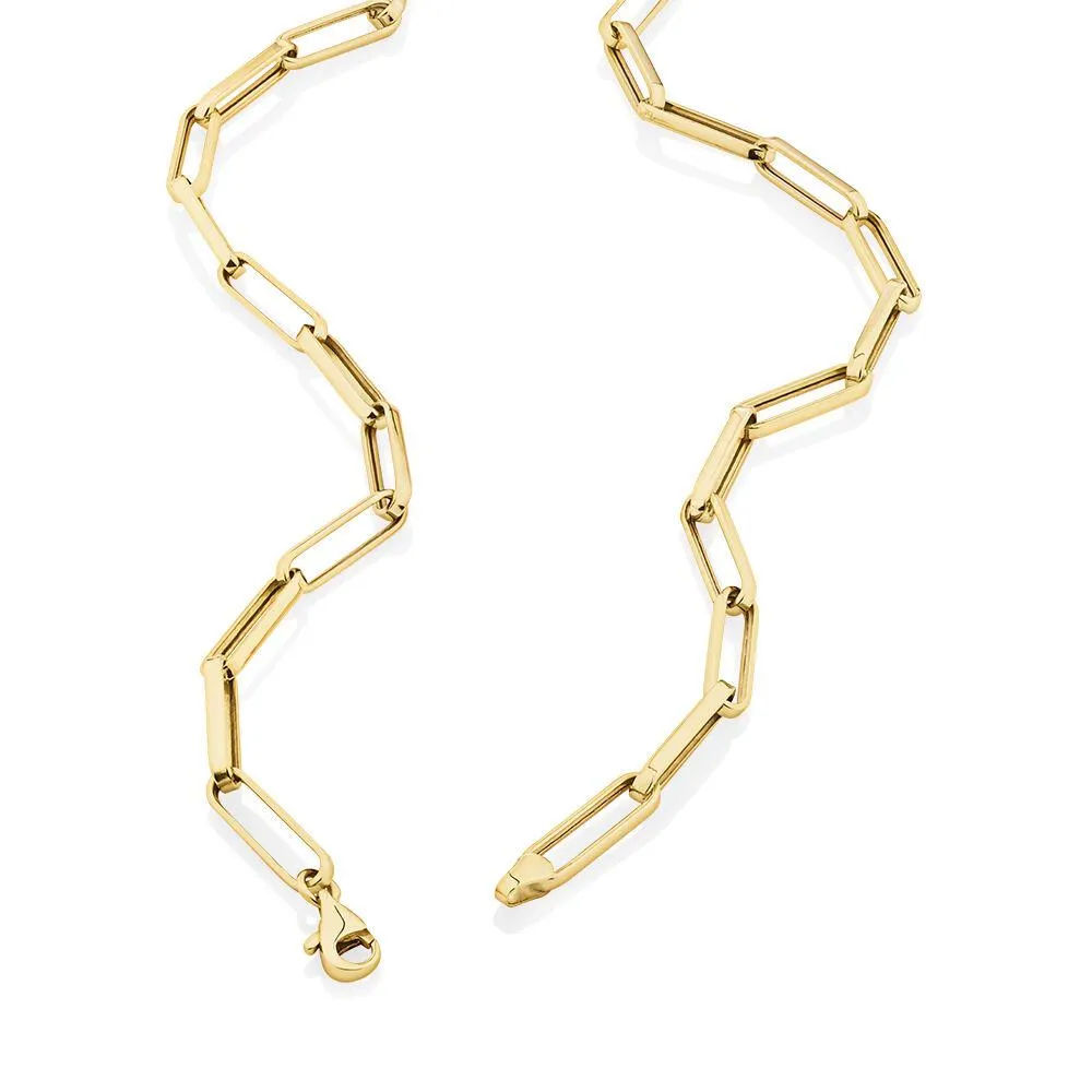 45cm (18”) 4.5mm Width Hollow Rectangular Link Chain in 10kt Yellow Gold