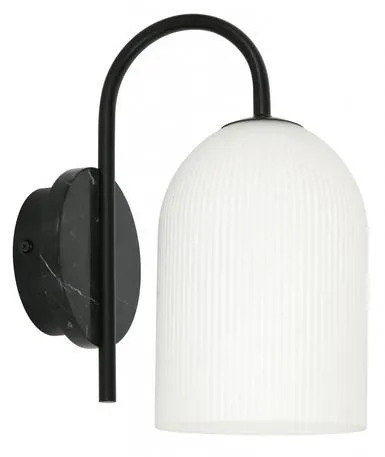 Edit Wall Light Opal Ribbed Glass Black