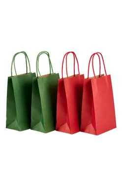 Whsmith Kraft Red & Green Medium Gift Bag Pack Of 4