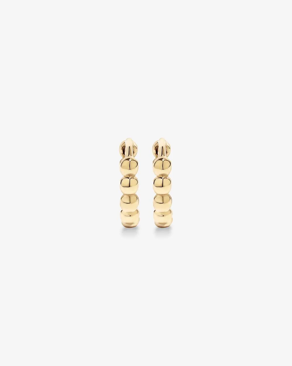 10.5mm Small Beaded Huggie Earrings in 10kt Yellow Gold