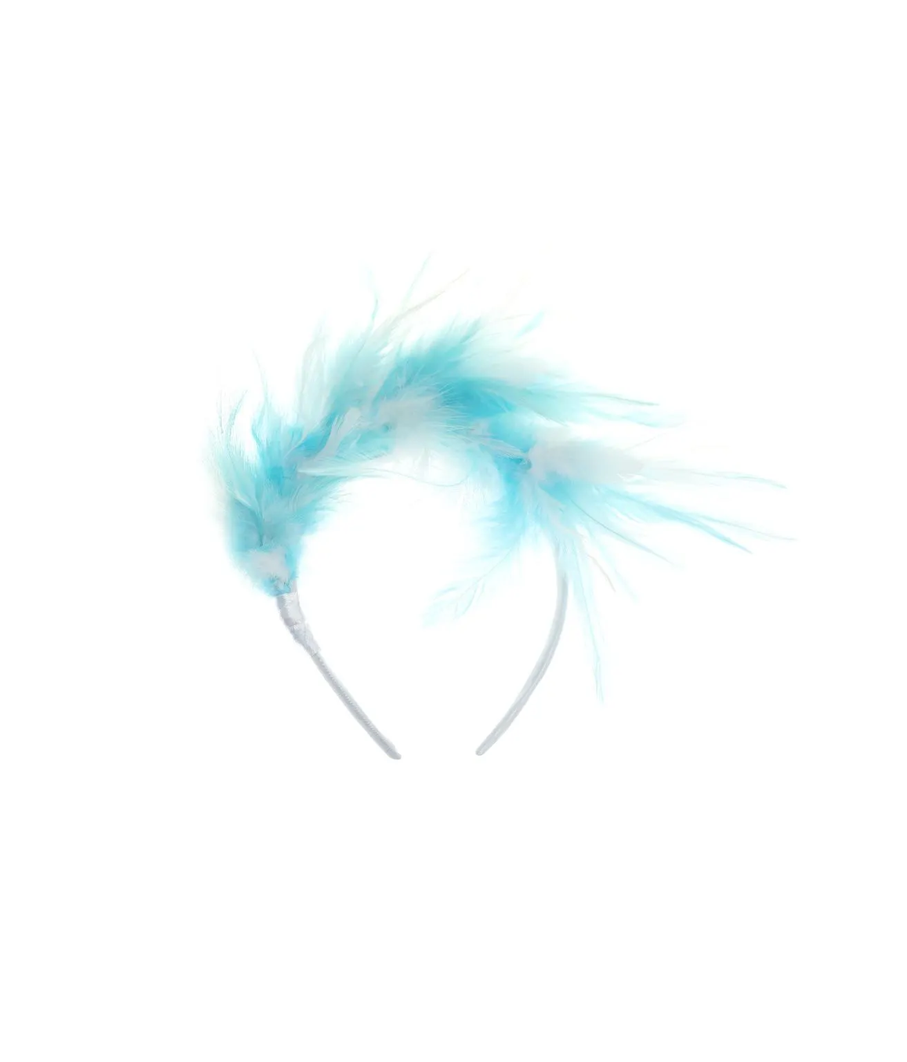 Light Blue & White Feather Headband