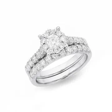 18ct White Gold Diamond Cluster Bridal Set