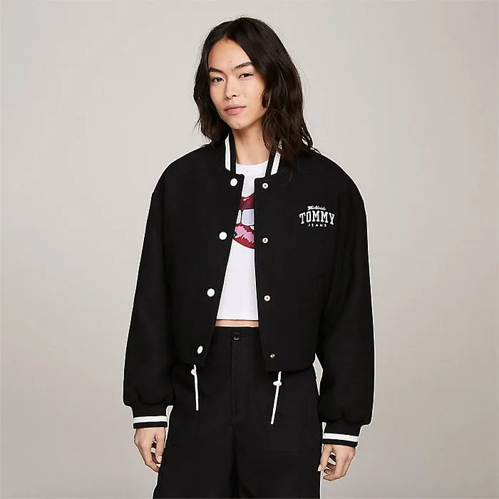 Cropped Wool Varsity Bomber