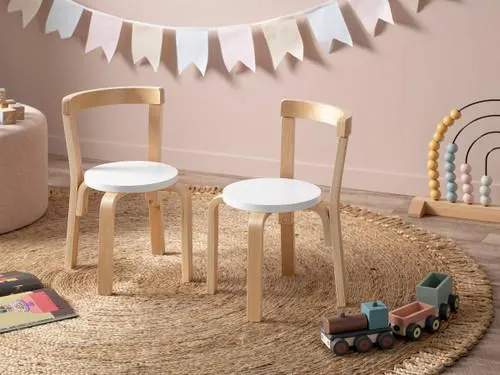 Hudson Kids Chair - Set of 2 - White/Natural