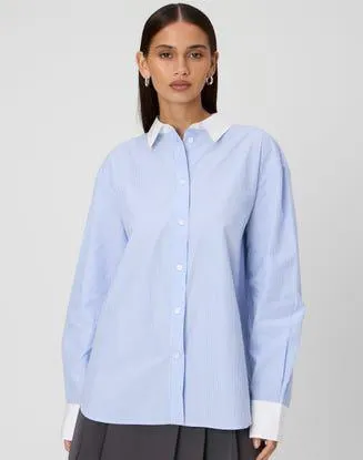 Stripe Poplin Button Up Shirt