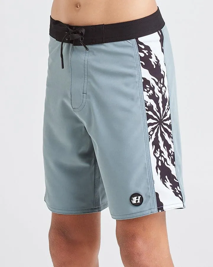 THE MAD HUEYS World Tour Youth Boardshort - Steel Blue