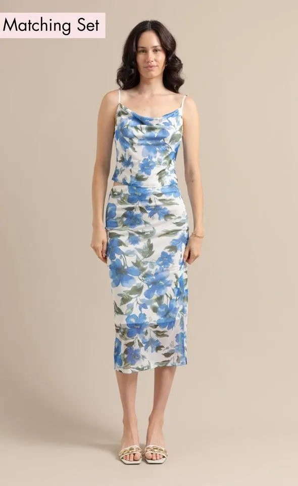 Floral Print Mesh Midi