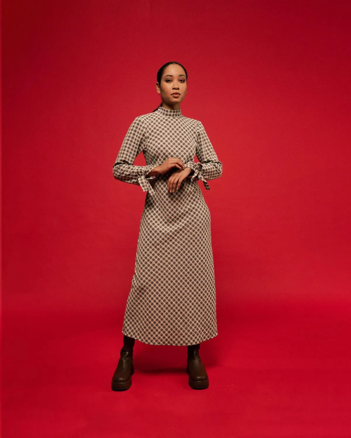 Connie dress soft check navy