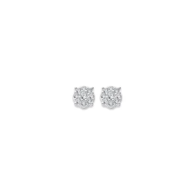 Sterling Silver Cubic Zirconia Circle Cluster Studs