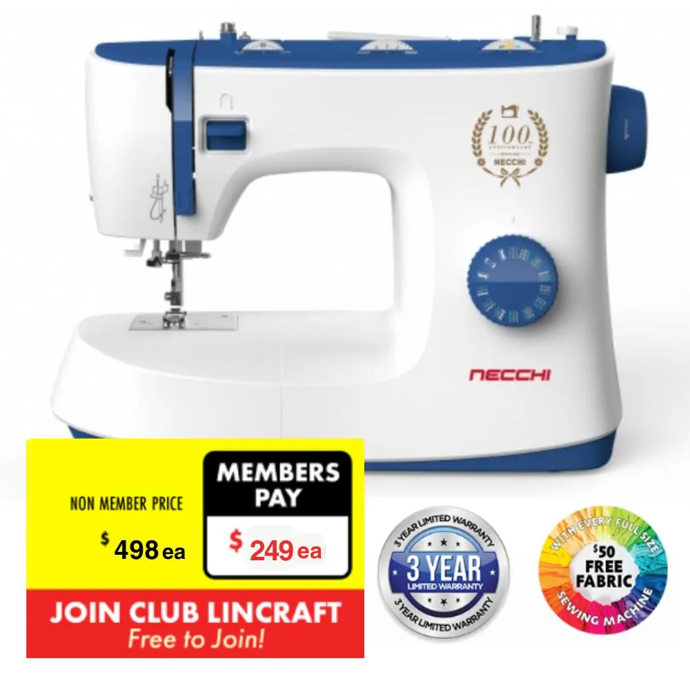 NECCHI K432A Sewing Machine, Manual Select 32 Stitch, Blue Cream