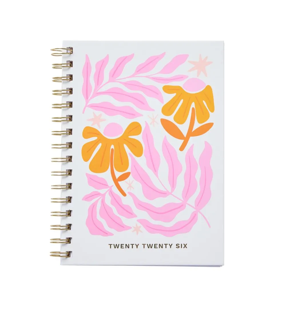 2026 A5 Week-to-View Abstract Flower Diary