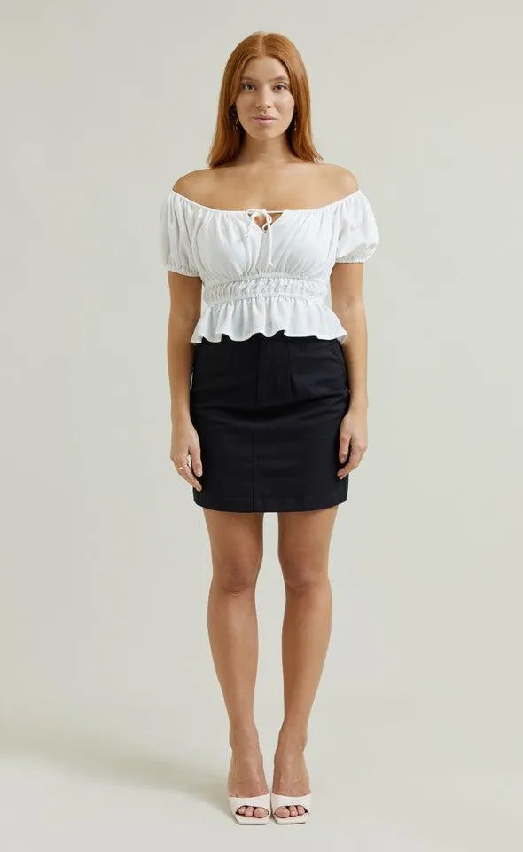 Black Twill Mini Skirt