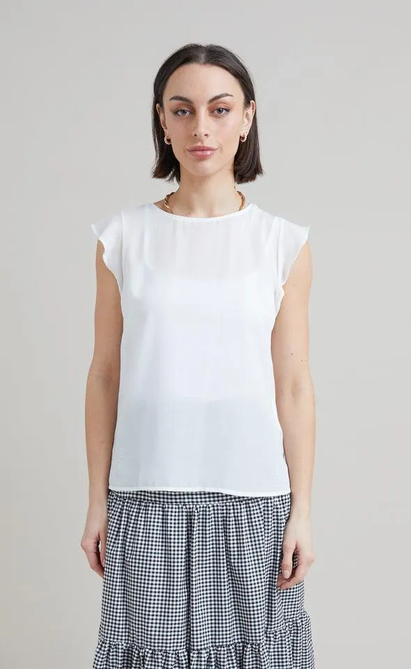 Jersey Back Frill Sleeve Top