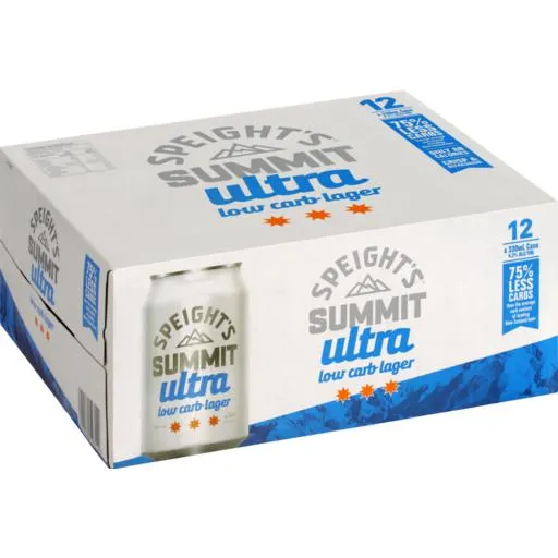 Speights Summit Ultra Beer Lager Low Carb Cans 330ml 12 Pack