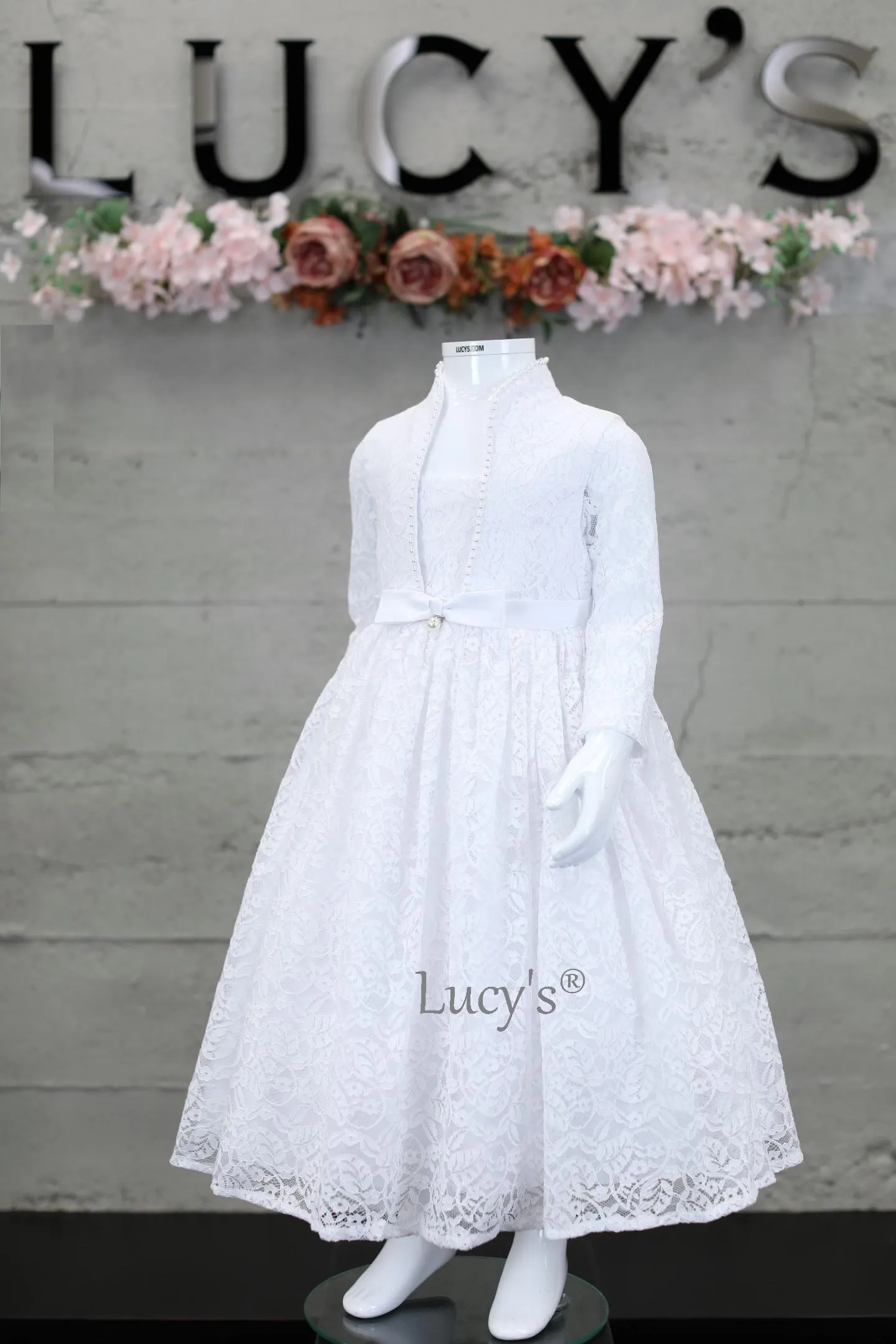 Girls White Premium Flower Girl First Holy Communion Dress - Ana II