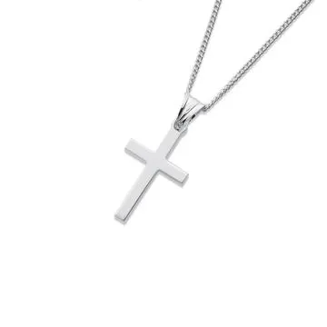 Sterling Silver Block Cross Pendant 20mm