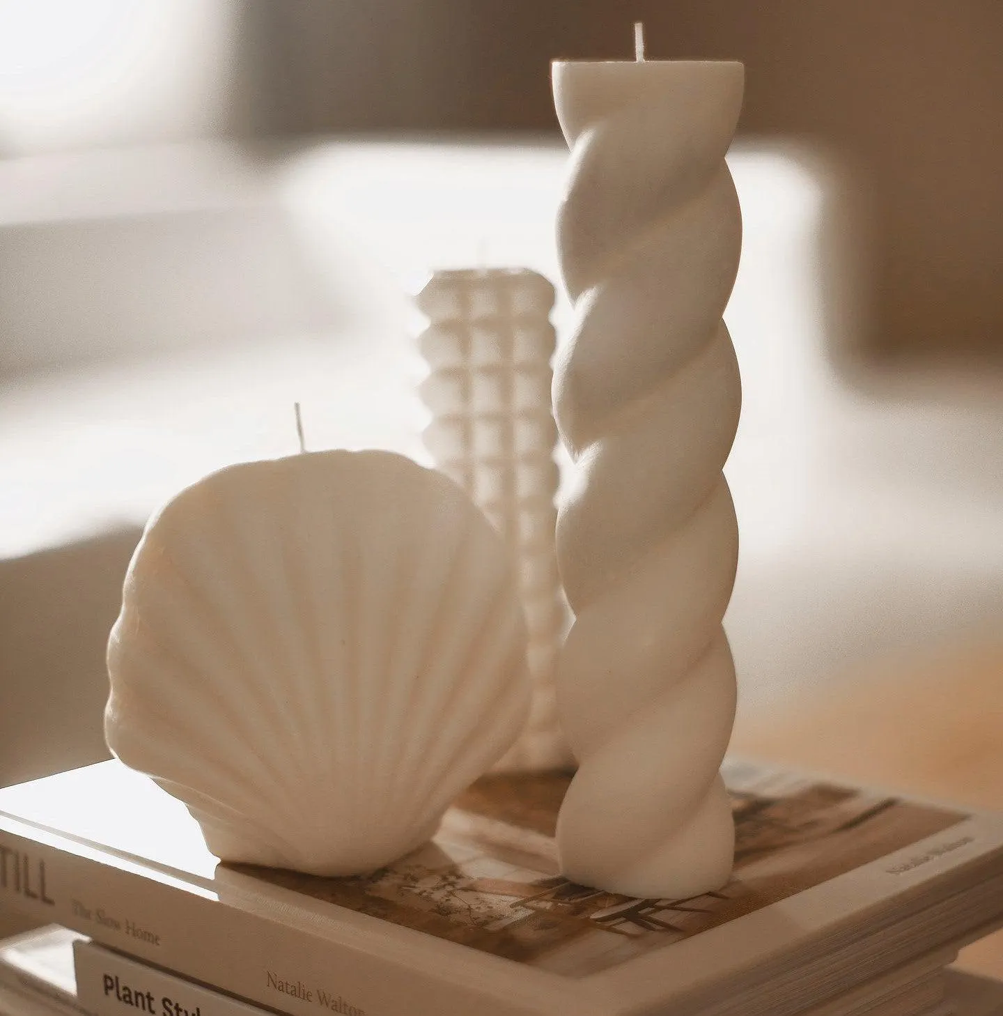 Twist Pillar Candle - White