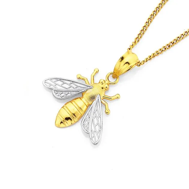 9ct Two Tone, Bee Pendant