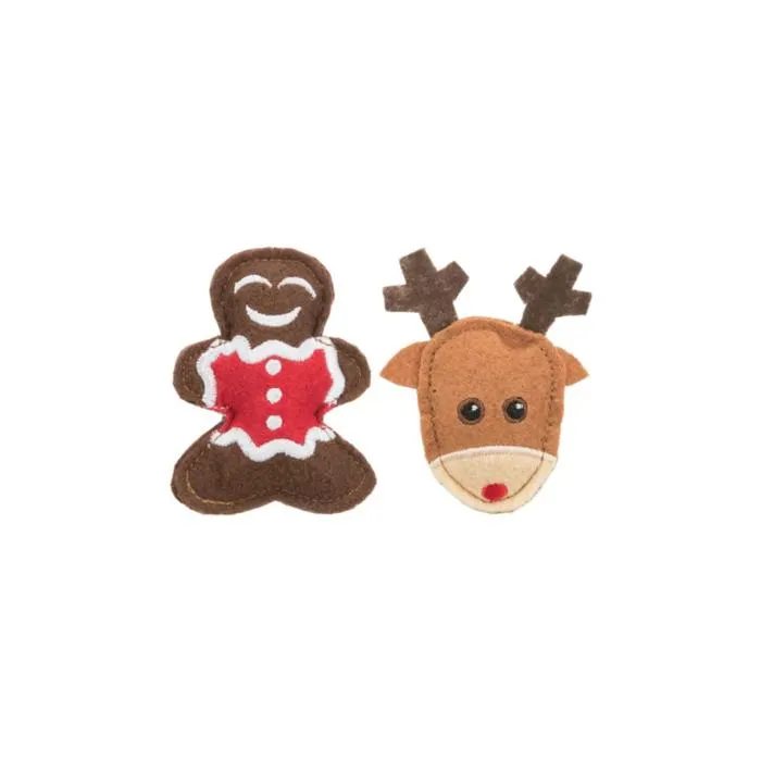 Xmas Felt Elk and Gingerbread Cat Toy