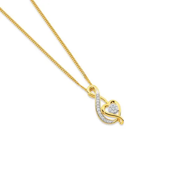9ct, Diamond Music Note Heart Pendant TDW=.10ct