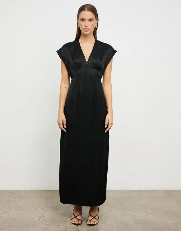 Willow Dropped Shoulder Linear Satin Maxi Dress