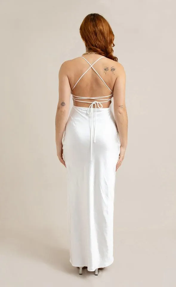 Satin Low Cross Back Gown