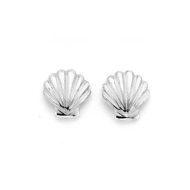 Scallop Shell Stud Earrings in Sterling Silver