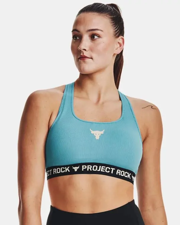 Under Armour® Womens Project Rock Crossback Novelty Sports Bra Glacier Blue/Ivory