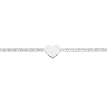 Sterling Silver Heart Curb Bracelet