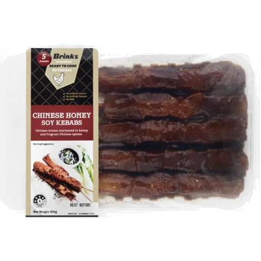 Brinks Chicken Kebabs Chinese Honey Soy 5 Pack