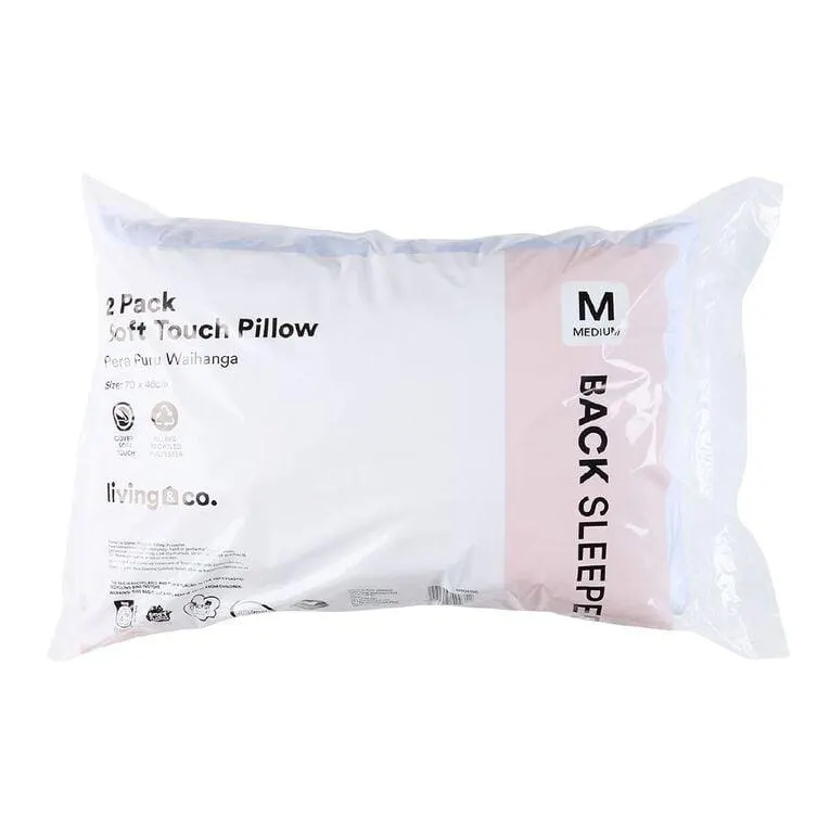 Living & Co Pillow Microfibre 2 Pack Soft Medium White 2 Pack