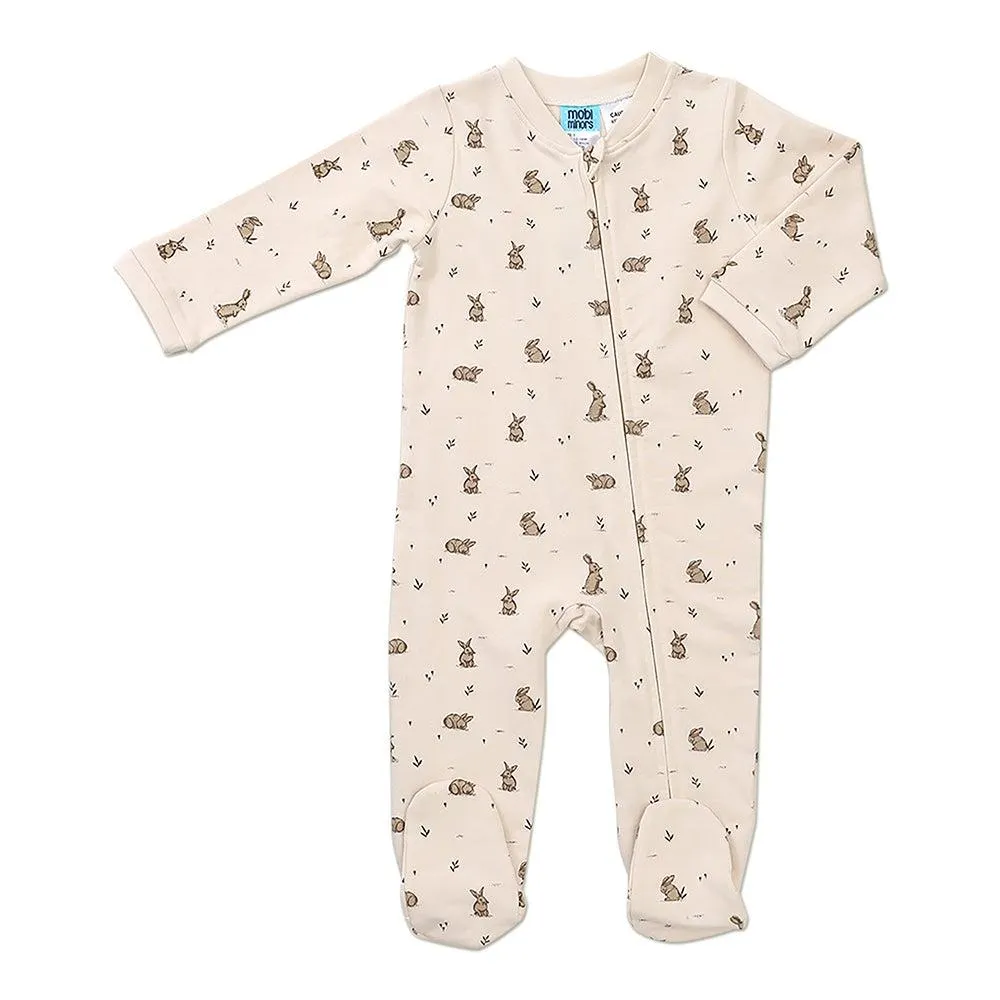 Mobi Minors Brushed Fleece Growsuit Neutral Bunny