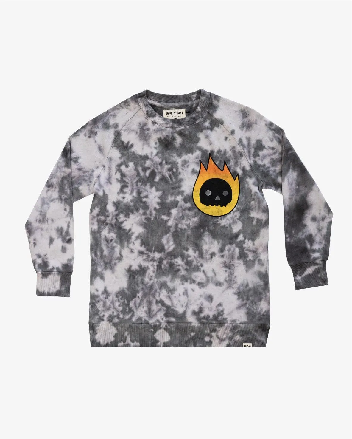 BAND OF BOYS - GREY TIE-DYE FLAME GUY CREW