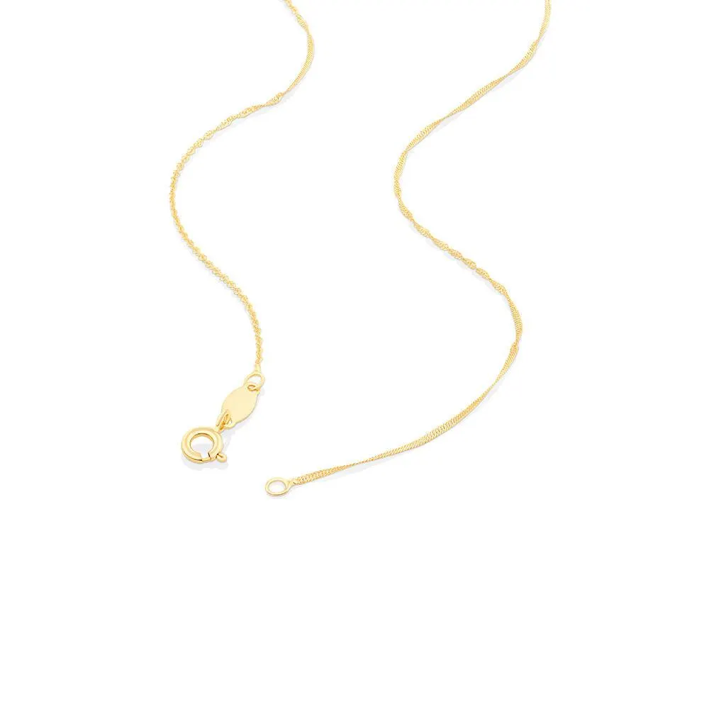 40cm (16") Solid Singapore Chain in 10kt Yellow Gold
