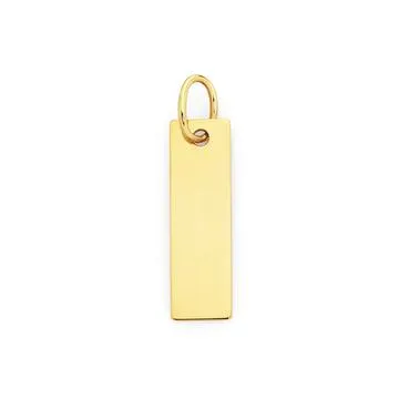 9ct, Engravable Rectangular Plate Pendant