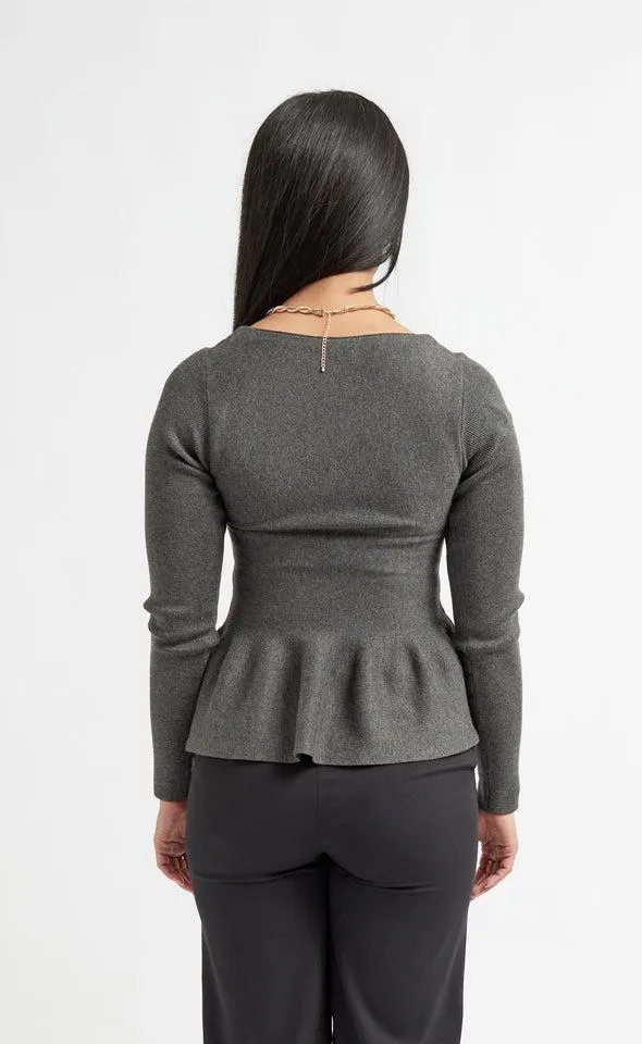 Knitwear LS Peplum Top