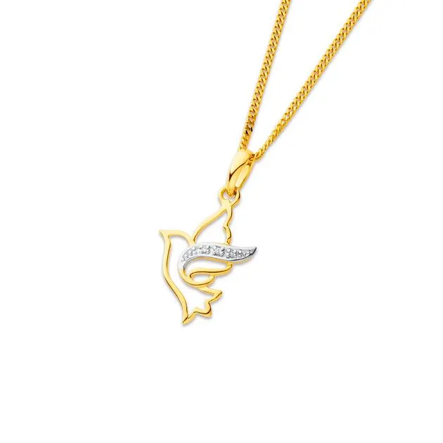 9ct, Diamond Set Dove Pendant