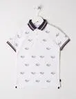 Mac & Ellie Short Sleeve Polo Dinosaur Shirt, White