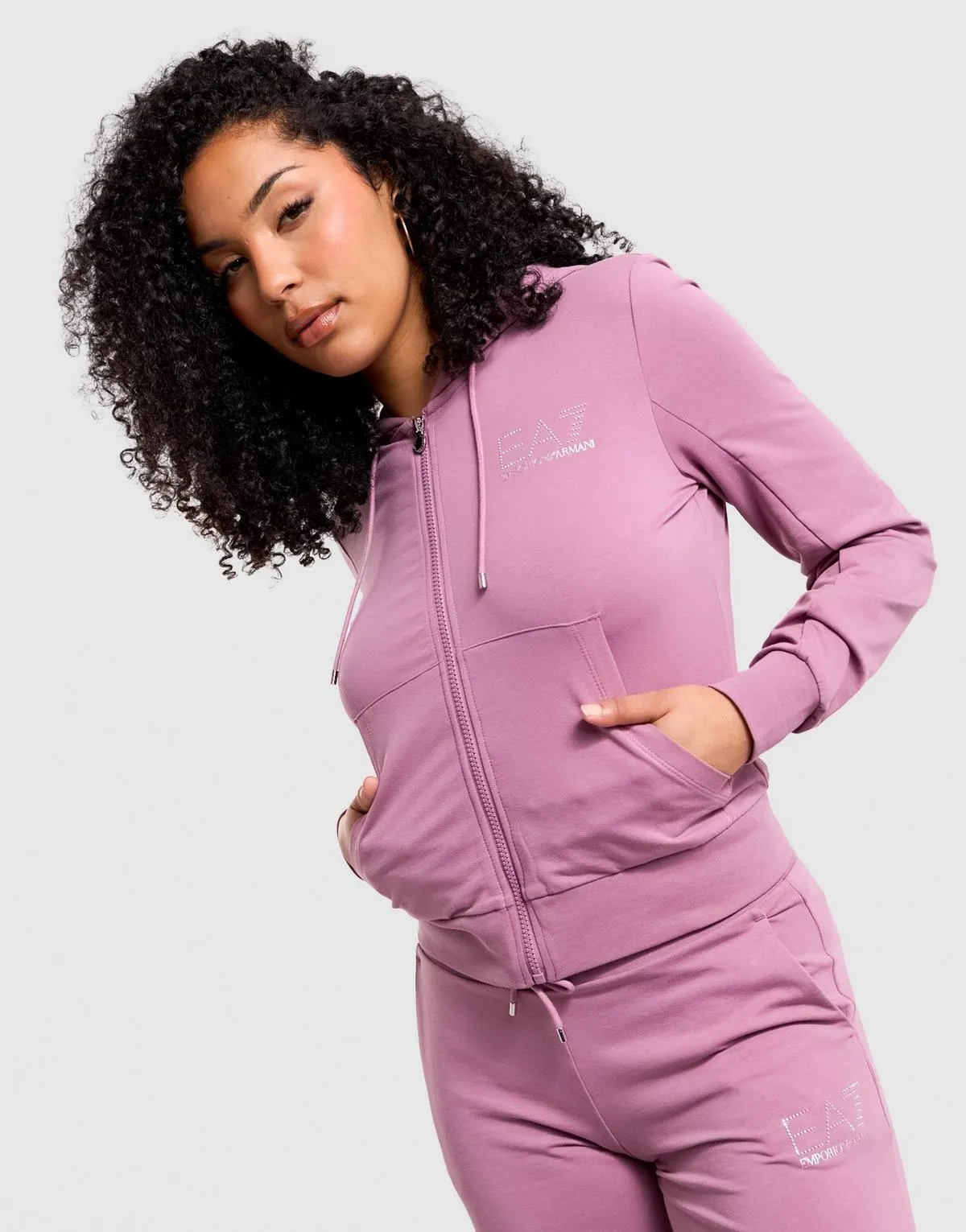 EA7 Emporio Armani Slim Diamante Full Zip Hoodie