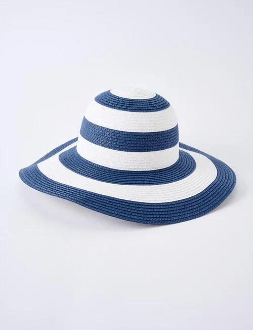 Boston + Bailey Stripe Wide Brim Hat, Navy