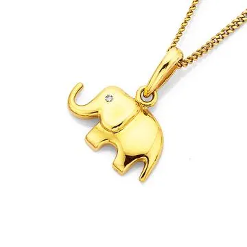 9ct, Diamond Set Lucky Elephant Pendant