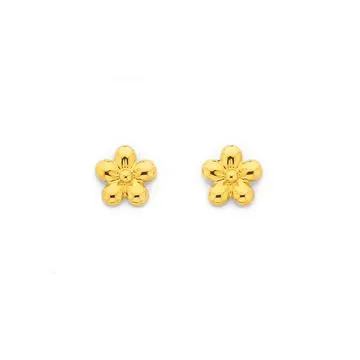9ct Gold Flower Stud Earrings
