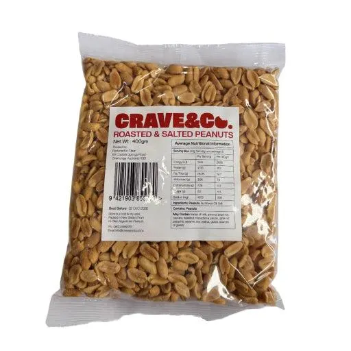 CRAVE & CO ROASTED SALTED PEANUTS 400G